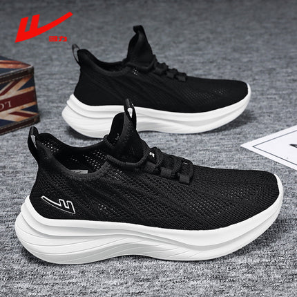 Huili Men's Shoes New Breathable sneaker Mesh Student Running Men's Fashionable Shoes Light Soft Sole Autumn White Shoes