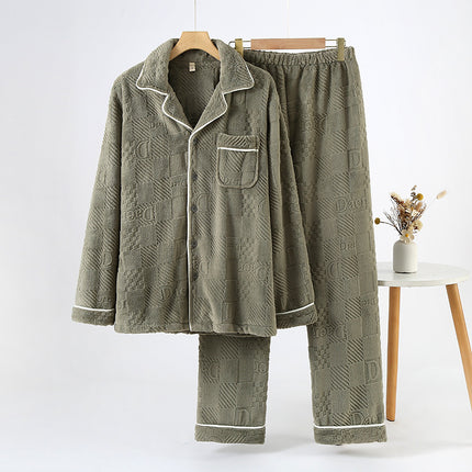 Autumn and Winter Island Velvet Couple Pajamas Women's Warm fleece-lined Men's Winter Coral Velvet Thickened Home Clothes Pajamas