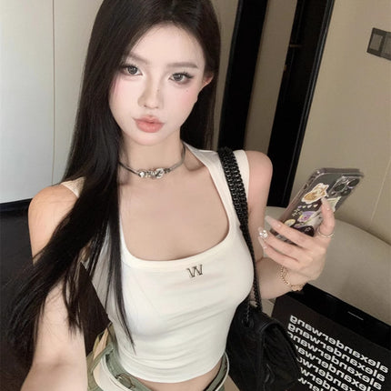 Summer Sweet and Sexy Beautiful Back Camisole Women's Design Niche Slim Fit Short Sleeveless Top
