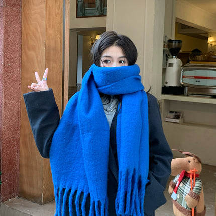 Solid Color Thickened Long Scarf Women's 2024 Autumn and Winter New Korean Style Winter Students All-match Shawl Scarf Pink