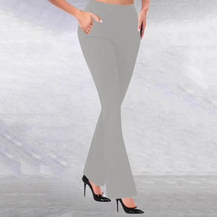 Cross-border new European and American women's flared pants front pocket micro horn back pocket high waist hip solid color casual pants