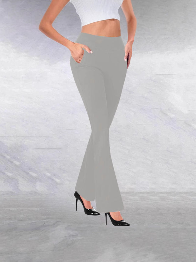 Cross-border new European and American women's flared pants front pocket micro horn back pocket high waist hip solid color casual pants