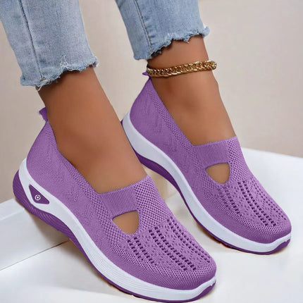 Middle-Aged and Elderly Women's Shoes 2024 Spring Model, Mesh Breathable Soft-Soled Lightweight Shoes for Seniors, Fly-Knit Women's Shoes, Lightweight and Breathable