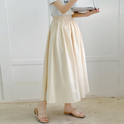 2025 New Product Japan Rakuten Bright Colorful Cotton Long Skirt Half Skirt Pure Cotton Flared Pleated Skirt