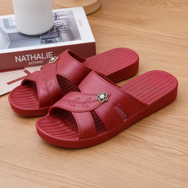 Mid-Soled Slippers for Women's Summer Outer Wear, Fashionable Soft-Soled Versatile Non-Slip Bathing Home Ladies' Middle-Aged and Young Mother's Shoes