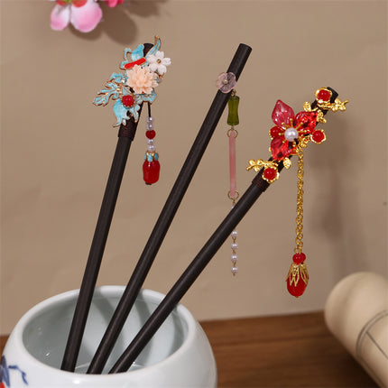 New Year Red Festive Chinese Style Hairpin Palace Style Tassel Walking Hair Hairpin Retro Hanfu Ancient Dress Cheongsam Hair Accessories Women