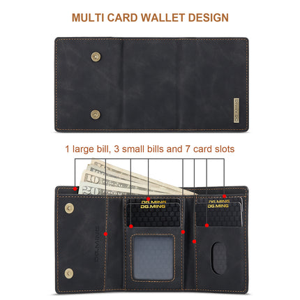 DG.MING Large Capacity Trifold Wallet Retro PU Wallet Card Bag Multifunctional Magnetic Small Wallet Clutch Black