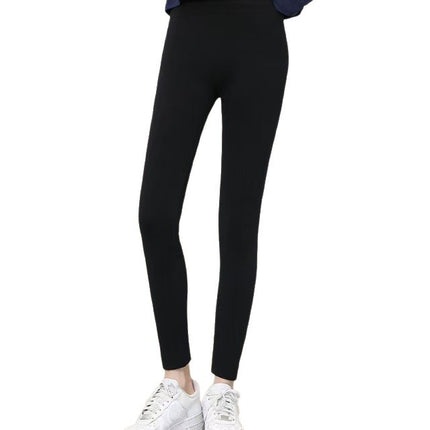 Side Diamond-Embellished Seamless Fleece-Lined Leggings for Women, Warm and Plush, Plus-Size Cropped Pants