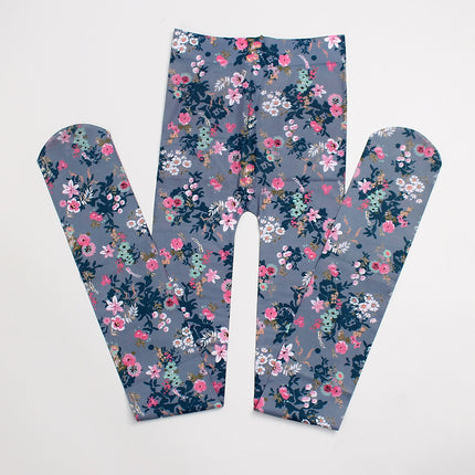 Cross-border thin printed pantyhose spring and autumn versatile butterfly wild abstract retro stockings women's socks anti-snagging wholesale