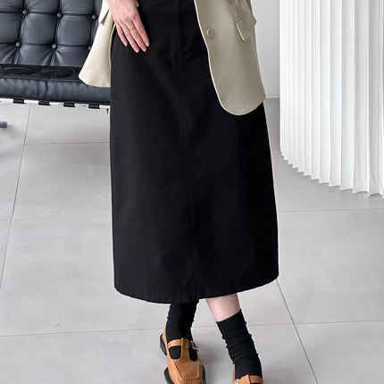 Orange Spring Korean Style High Waist Vintage Denim Skirt Women's Straight A-Line Skirt 99053