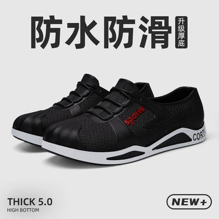 Plus Size Spring and Autumn Rain Boots for Men, Fashionable Waterproof, Non-Slip, Wear-Resistant Low-Top Shoes, Casual Fishing Chef Labor Protection Shoes Wholesale