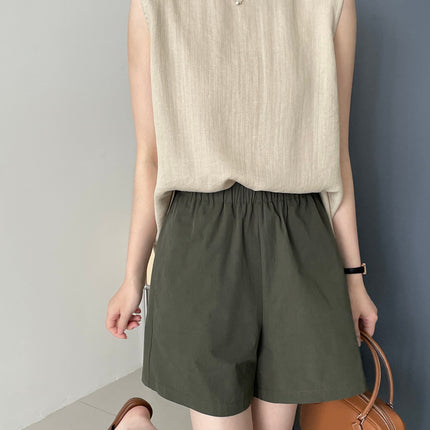 Tao Chuan Temperament Fan ~ Design Sense Back Split Crewneck Vest Women's Leisure Commuter Joker Sleeveless Top 2567