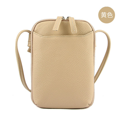 2023 new niche design simple genuine leather women's bag shoulder crossbody small bag mobile phone bag mini foreign trade bag for women