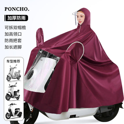 Raincoat for Electric Scooters, Motorcycle Riding, Single or Double Rider, Thickened and Extended, Unisex, Storm-Proof, for Electric Bikes