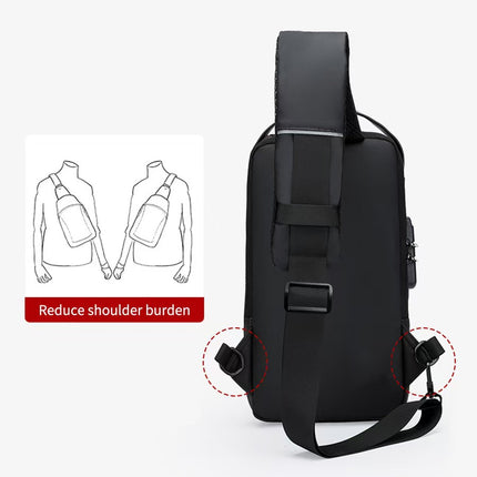 Cross-Border Multifunctional Men's Chest Bag Business Travel USB Charging Trendy Men's Shoulder Bag Outdoor Leisure Travel Backpack
