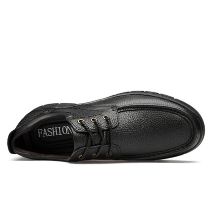 2025 First-Layer Cowhide Men's Business Leather Shoes, Thick-Soled, Cross-Border, Large Size, Fashionable, Versatile, Fleece-Lined Cotton Shoes, Dad's Leather Shoes