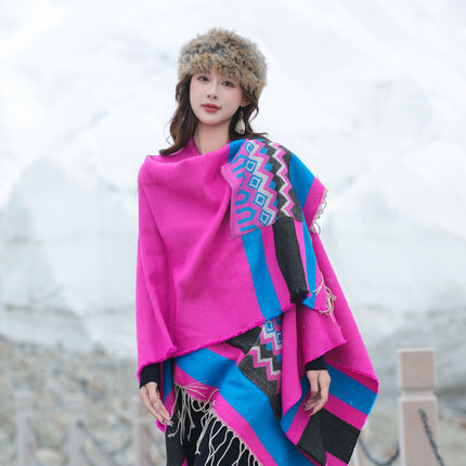 Qinghai Xizang Chaka Salt Lake Tourism Super-large Shawl Female Ethnic Style Thickened Cloak Office Air-conditioned Room Blanket