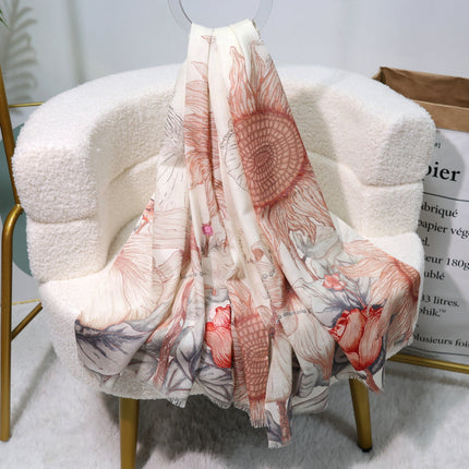 Fashion Printed Wool Scarf 80 Count Worsted Warm Large Shawl Thin Neck Protector Scarf for Mom Autumn and Winter New Products