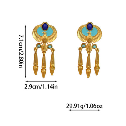 Silver Needle Middle vintage Phoenix Tassel Earrings French Retro Court Style Exaggerated Personality Design Sense Earrings