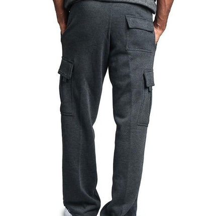 Cross-Border Export European and American New Men's Multi-Flap Pocket Pants Cargo Pants Autumn and Winter Brushed Casual Leggings Pants for Men