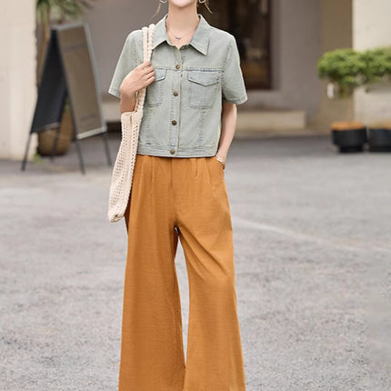 This Year's Popular Outfit Is a Complete Set of Fashionable Suits. 2025 Summer Fashionable Casual Denim Jacket Three-Piece Set