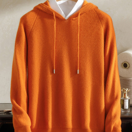 Cashmere Sweater Men's 100 Pure Cashmere Autumn and Winter New Arrival Yuanbao Needle Pullover Drawstring Hoodie Knitted Sweater Jacket