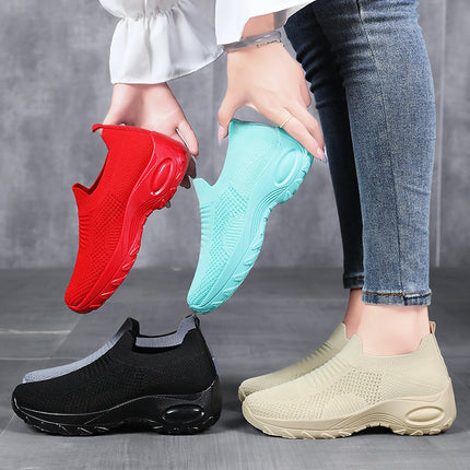 Shoes Women's Casual Shoes Summer New Style Flywoven Breathable Mesh Shoes Soft Sole Comfortable Mom's Shoes Cross-Border Versatile Shoes