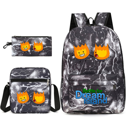 Battle for Dream Island Backpack Dream Island Schoolbag Three-Piece Canvas Backpack