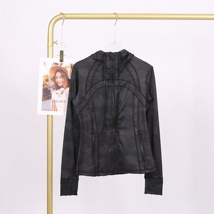LULU in stock Hooded Jacket Running Yoga Jacket Sports Slim Zipper Cardigan Fitness Top Women