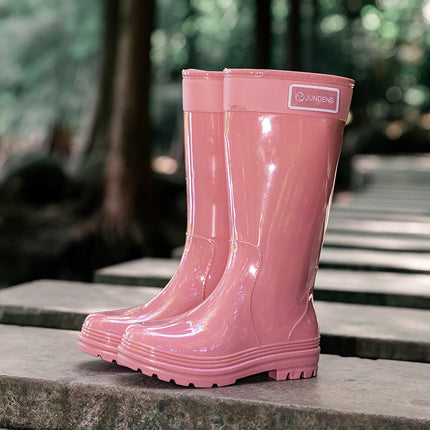 Women's Military Rain Boots, High Tube Rain Boots, Extra High Rubber Boots, Long Tube Extended Boots, Fashionable, Wear-Resistant, Non-Slip and Warm