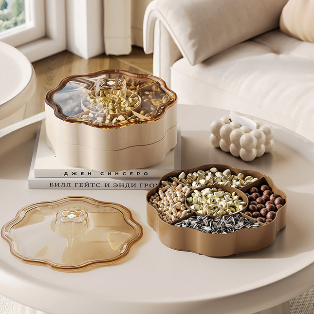 Living Room Sub-format Dried Fruit Plate Household Nut Candy Box with Lid Wedding Festive Dried Fruit Snack Storage Box for Hair