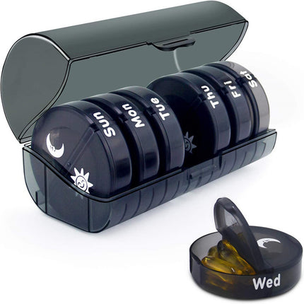 Cross-Border Amazon Seven-Day Travel Moisture-Proof Abs Main Body Box 14-Compartment Pill Box Portable and Detachable One-Week Morning and Evening Divided