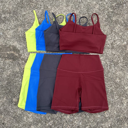 Women's Tight Stretch Yoga Shorts suit U-Shaped Camisole Outer Wear Sports Underwear gym yoga set