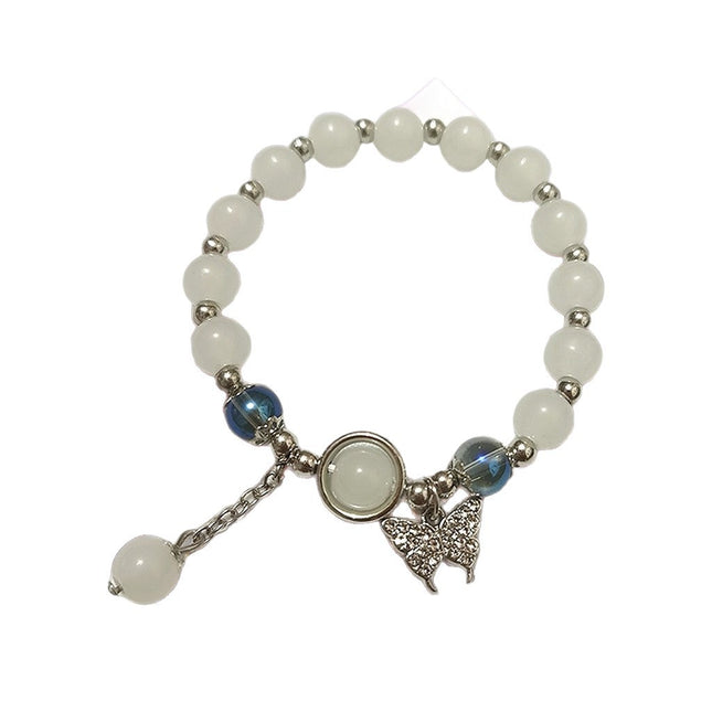 New Chinese-Style Ancient Beaded Elastic String Bracelet, Sweet Girl's Glass Bracelet, Night Market Stall, Cross-Border Live Broadcast Jewelry