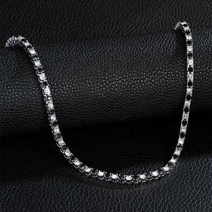European and American hip-hop 4mm a row of tennis chain simple Joker two-color alloy rhinestone neck chain TennisChain wholesale