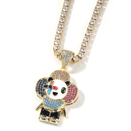 Cross-border European and American Hip-hop Creative New Donkey Flower Pendant Shining Micro-inlaid Zircon Jewelry Men's and Women's Couple Pendant
