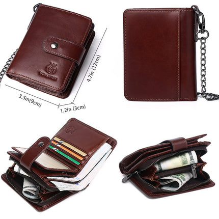 Lionden First-Layer Cowhide Rfid Anti-Theft Brush Genuine Leather Wallet with Multiple Card Slots and Detachable Men's Short Vertical Wallet