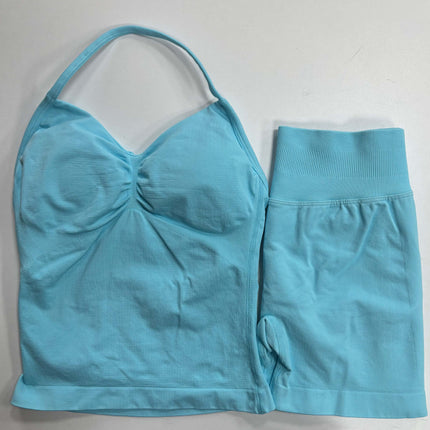 suit DF Amazon Explosions Shorts Small Bra High Elastic Superfine Extinction Nylon Hanging Neck Beauty Back Sports Vest