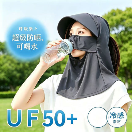 2025 New Sun Protection Mask for Women, Ice Silk Breathable Anti-Uv Neck Protection Mask, Full Face Coverage, Sports Style