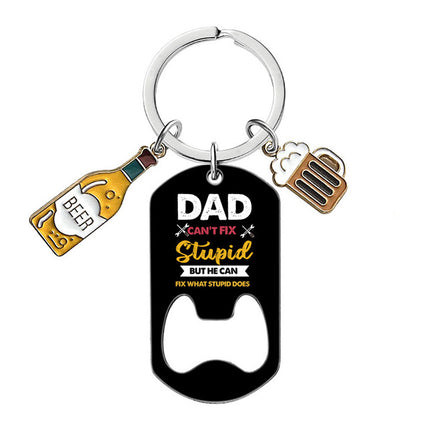 Cross-border Stainless Steel Engraving Metal Keychain Bottle Opener Wine Glass Wine Bottle Birthday Christmas Father's Day Gift