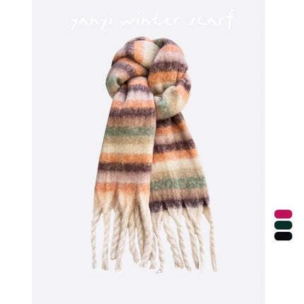 Imitation Cashmere Autumn and Winter Scarf Collection Plaid Scarf Women's Winter Thickeneded Warm Shawl Pure Color Student Scarf Cross-Border