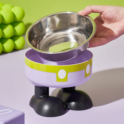 Pet stainless steel bowl non-slip large capacity dog bowl cat goblet bowl neck protection pet bowl anti-knock cat bowl new