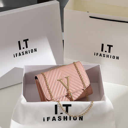 Women's Bags 2023 New Fashion Trend Striped Embroidered Shoulder Bag V-Shaped Tassel Decorative Crossbody Bag Dropshipping