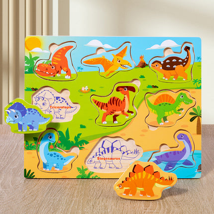 Cross-border Wooden Children's Early Education Interesting Enlightenment Cognition Matching Jigsaw Puzzle Exercise Hand-eye Coordination Educational Toys