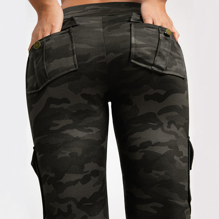 Europe and the United States cross-border tight breathable yoga camouflage multi-pocket high waist hip slimming no embarrassment line leggings