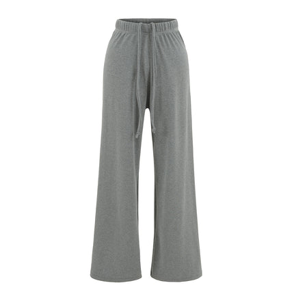 American Style Retro Summer Air-drying Knitted Wide-leg Casual Pants High Waist Drawstring Loose Straight-leg Pants Dipping Trousers