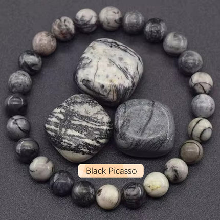 SHINE/TEMU Cross-border Natural Stone Agate Crystal Beaded Bracelet Apatite Lapis Lapis Bracelet for Men and Women