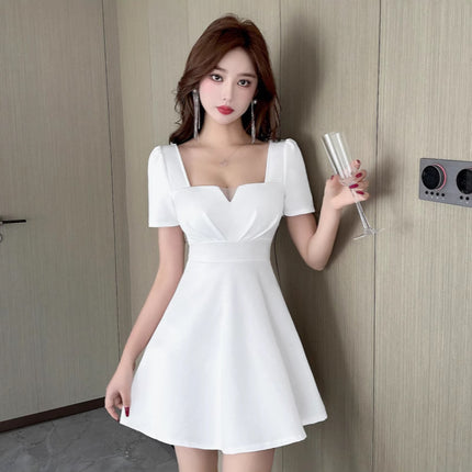 Real shot 8907 in stock Spice Girls Pure Desire Wind Tight Waist Large A- shaped dress New Foot Bath Technician Work Clothes Women