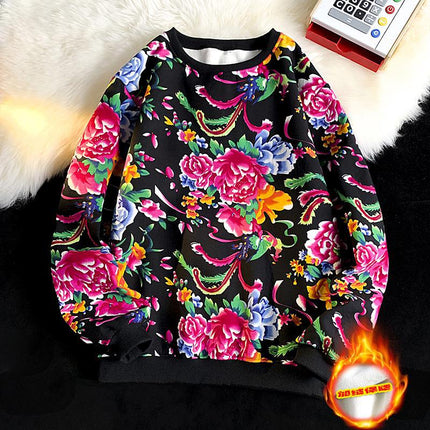 Northeast Dahua Sweater Men's Spring and Autumn 2024 New Chinese Style Dragon Year Festive Round Neck Long Sleeve T-Shirt