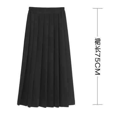 Spring 2024 women's basic jk uniform skirt a-line elastic waist navy blue pleated skirt college style